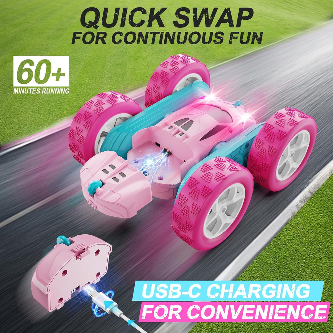QUNREDA Coches RC, Coche de Control Remoto Rosa para Niñas, 2.4 GHZ...