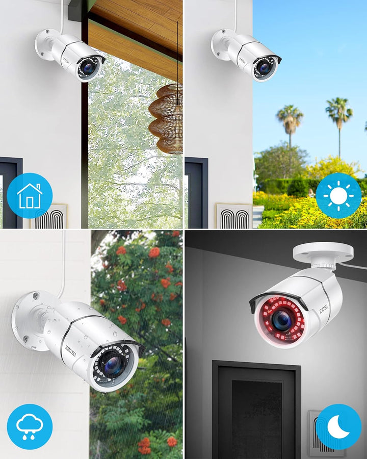 ZOSI ZG2615E - Cámara de seguridad impermeable POE de 5MP con visió...