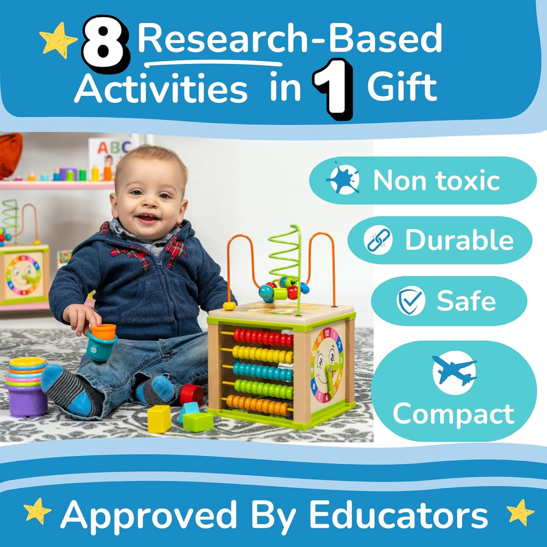 Cubo de actividades de madera para bebés - Set de regalo para niños...