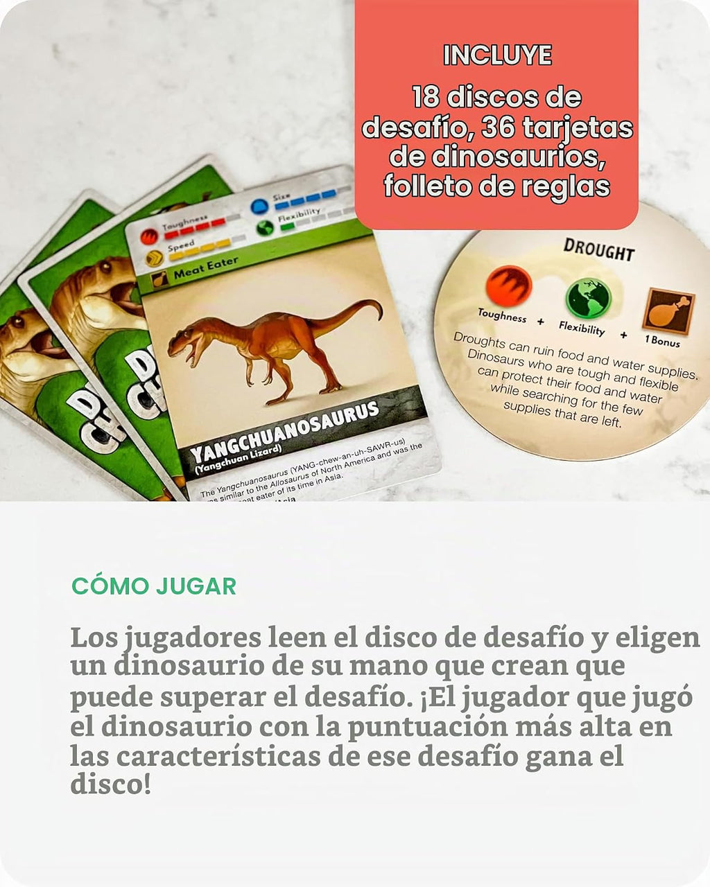 SimplyFun Dinosaur Challenge - Aprende sobre dinosaurios y análisis situacional - Juego de cartas atractivo y educativo para niños - 2 a 4 jugadores - A partir de 7 años