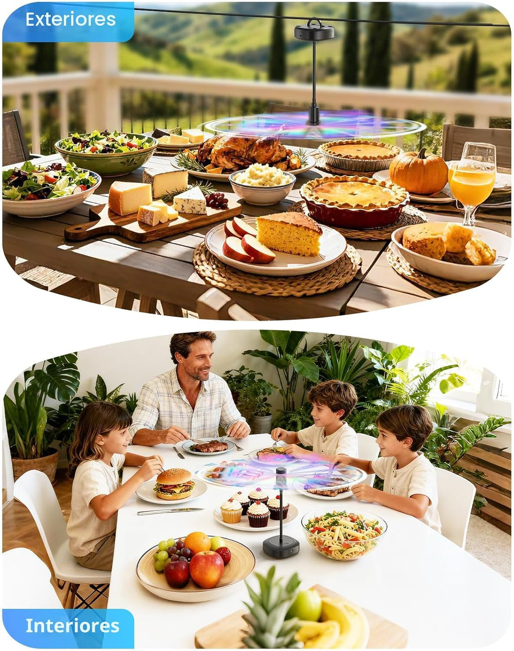 Edvision Fly Fans para mesas, ventilador de alimentos recargable de...