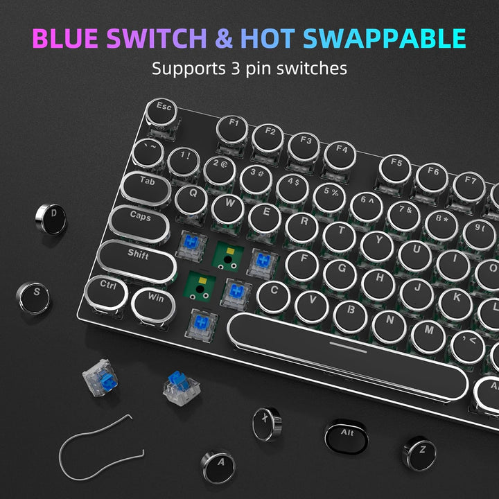 VMUND Teclado mecánico para juegos K968 Retro Typewriter - RGB retr...