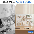 Organizador de escritorio con tablero perforado blanco, 23.62 x 15.75 in con ganchos