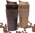 Juego de vasos de café de 16 onzas (paquete de 2) – Taza de viaje aislada de doble pared con tapa a prueba de fugas, apto para portavasos y tazas, taza de café reutilizable sin BPA, apta para lavavajillas y microondas, color marrón