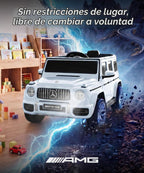 Mercedes-Benz AMG G63 - Coche eléctrico con licencia para niños, auto de paseo con control de padres, auto eléctrico G Wagon para niños, arranque suave, aviso de batería baja, Bluetooth, luces