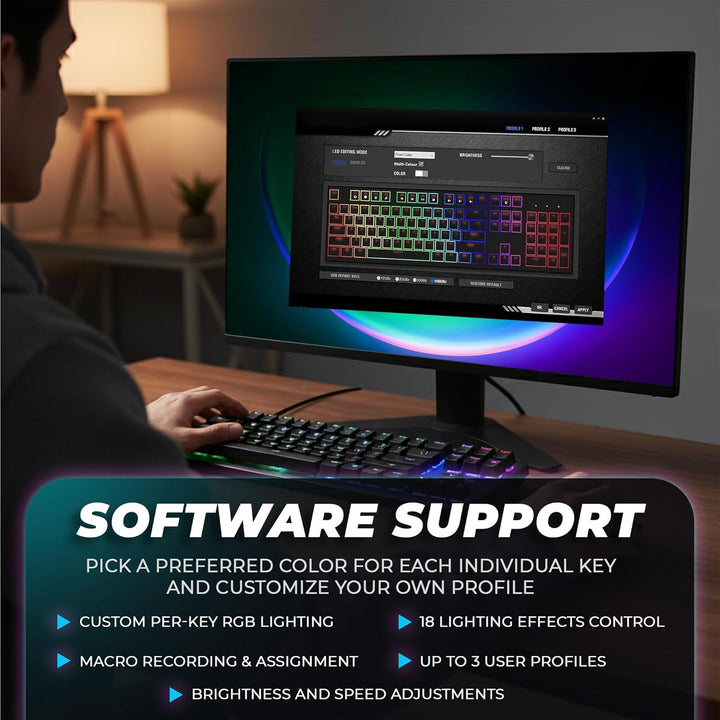 TECWARE Phantom+ Teclado mecánico para juegos RGB de 87 teclas | Te...