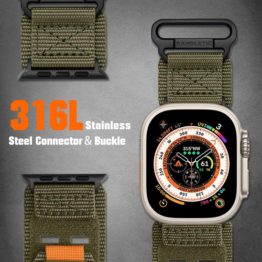 Bandletic Correa táctica ancha de nailon compatible con Apple Watch