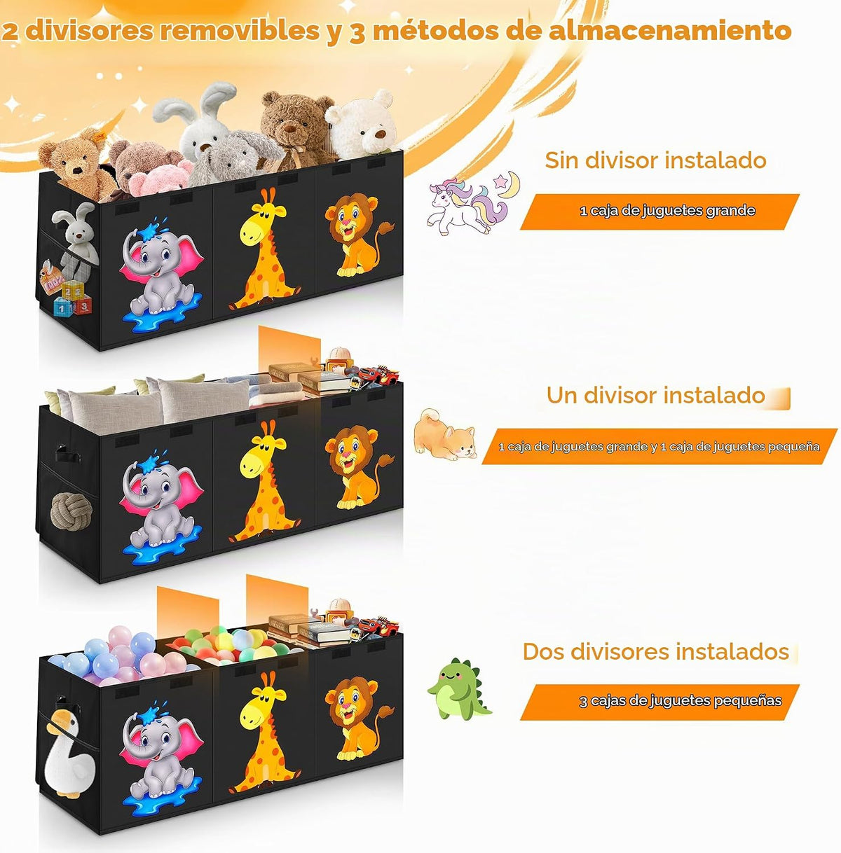 Cajón de juguetes extragrande, organizador de almacenamiento plegable con tapas, 40"x14"x16"