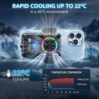 darkFlash Enfriador para Teléfono Móvil para Gaming y Transmisión en Vivo, 2000mAh Recargable, Enfriamiento Rápido con Luz RGB, Visualización de Temperatura y Batería, Diseño de Clips Universal de Sujeción, con Soporte Vertical/Horizontal