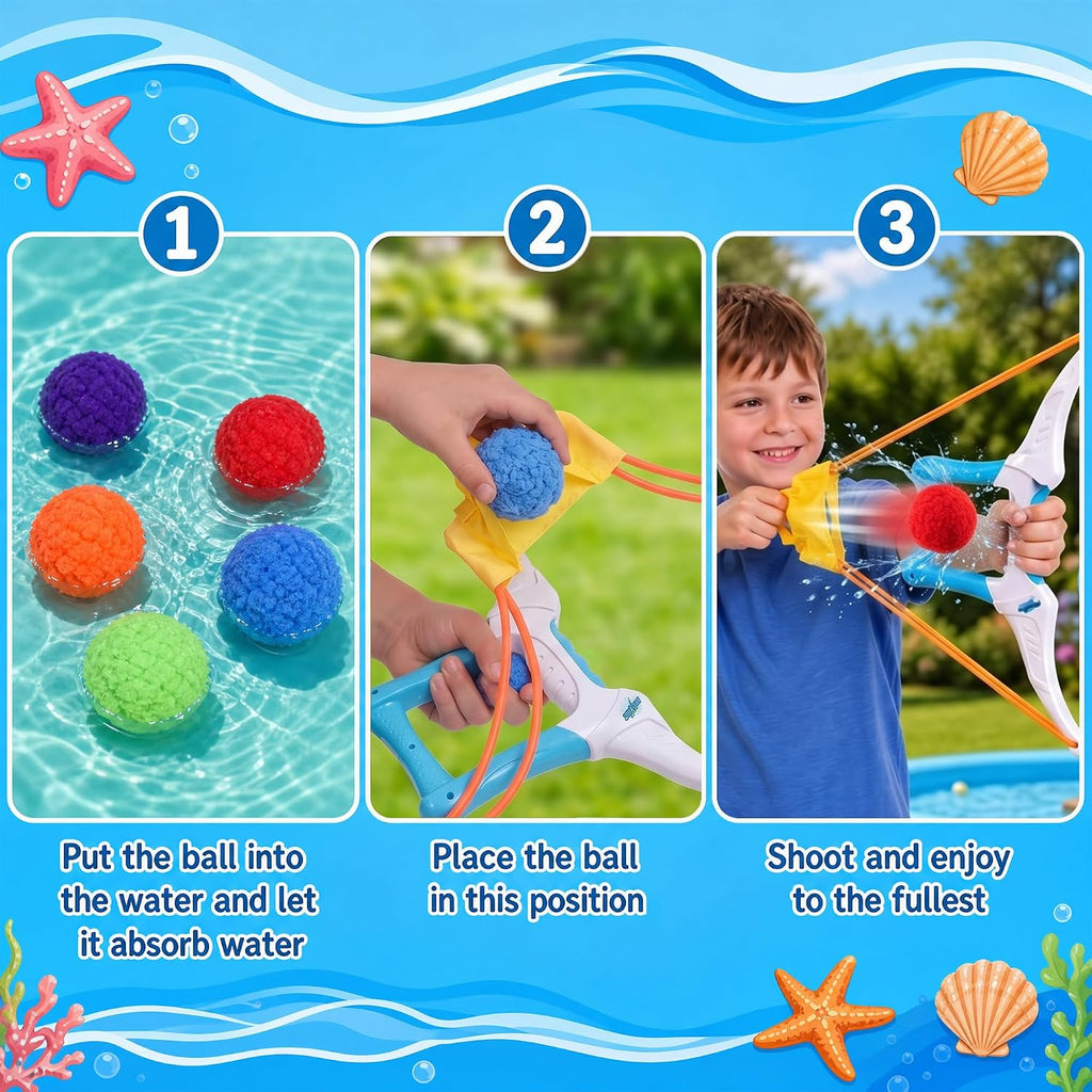 Juego de lanzador de globos de agua, 1 lanzador estilo arco, 12 bolas de