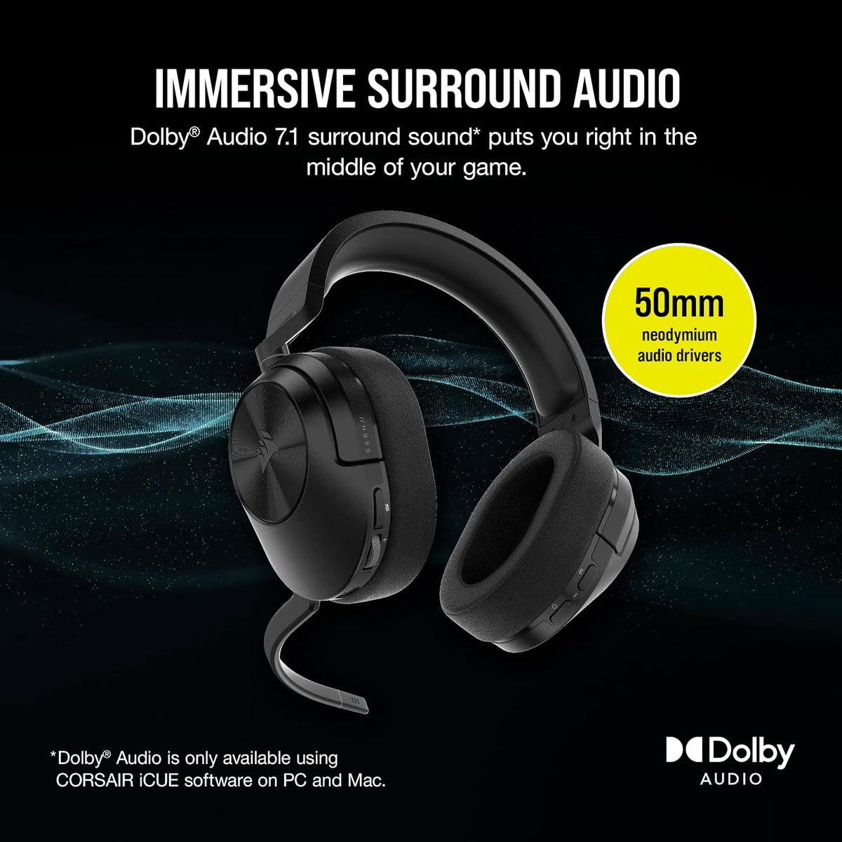 Corsair Auriculares inalámbricos para juegos ligeros multiplataforma HS55