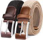 BULLIANT Cinturón para hombre, paquete de 2, elástico, trenzado, pa...