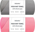 Paquete de 2 toallas antideslizantes para esterilla de yoga caliente con puntos de agarre, 72 x 24 pulgadas, toalla de microfibra súper absorbente para yoga caliente, pilates, entrenamiento
