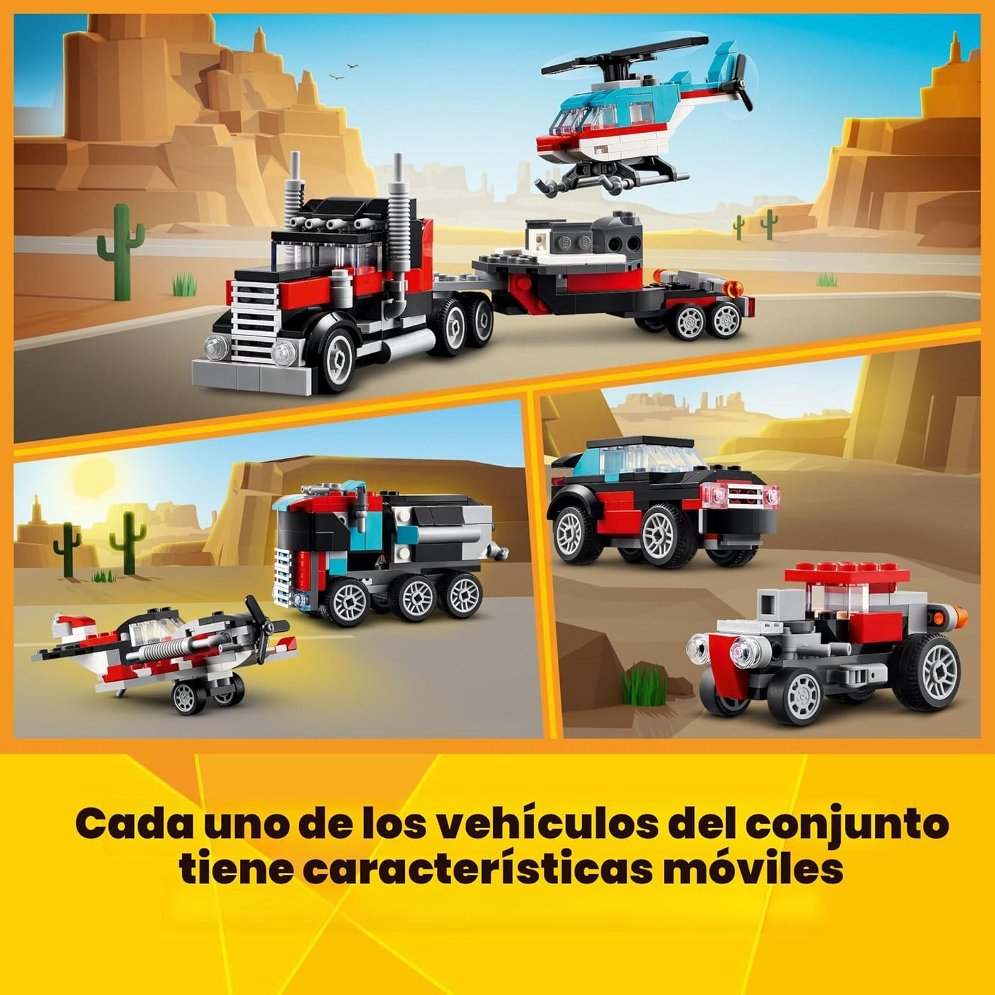 LEGO Creator 31146 - Camión de cama plana 3 en 1 con