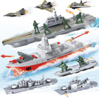 Juego de Juguetes de Portaaviones, Juguetes Militares, Lanza Batalla Naval con 12 Piezas de Soldaditos Verdes, 3 Pequeños Aviones de Juguete, 3 Barcos de Juguete, Juguetes del Ejército para