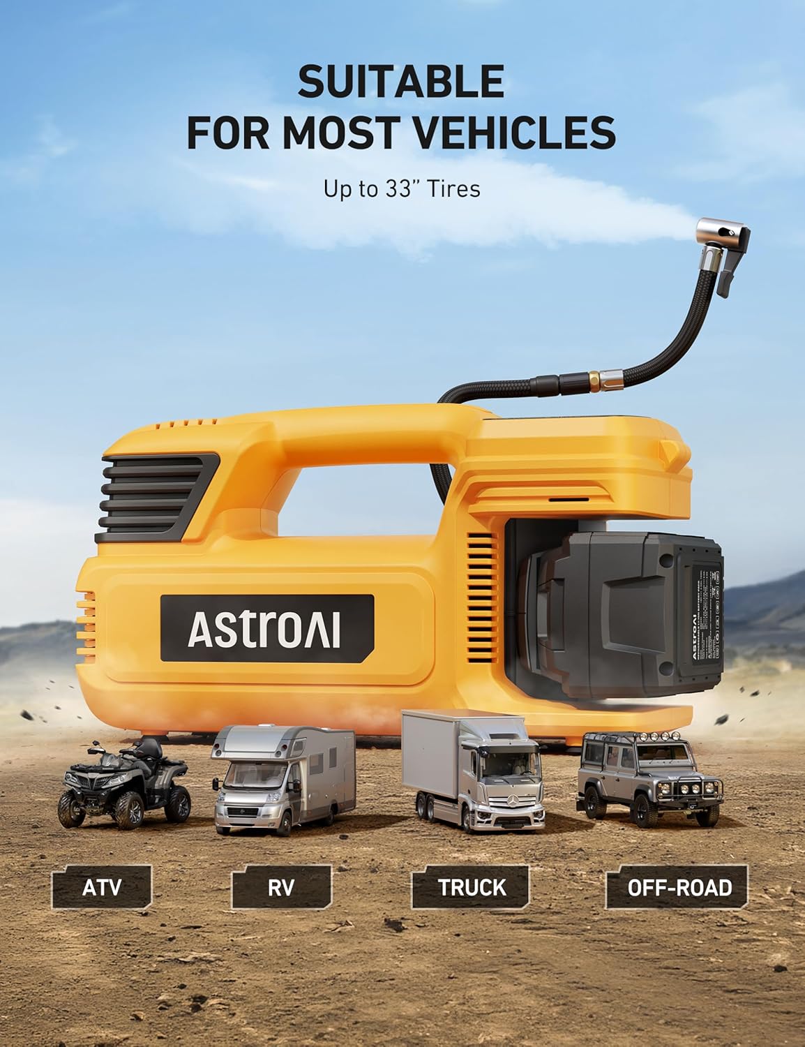 AstroAI TC4 - Inflador de neumáticos con compresor de aire portátil...