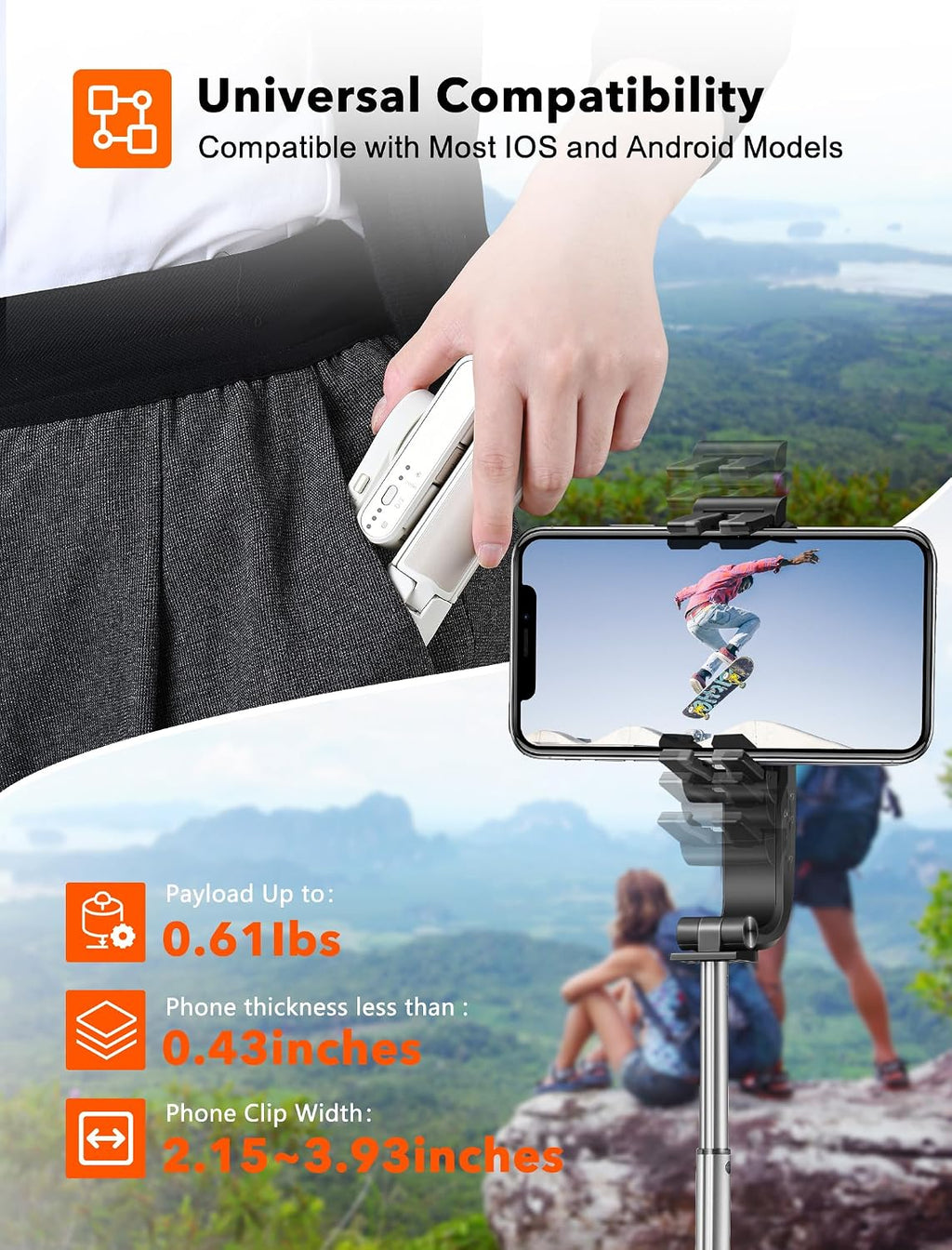 hohem iSteady Q Gimbal - Trípode para selfie stick 4 en 1 con seguimiento
