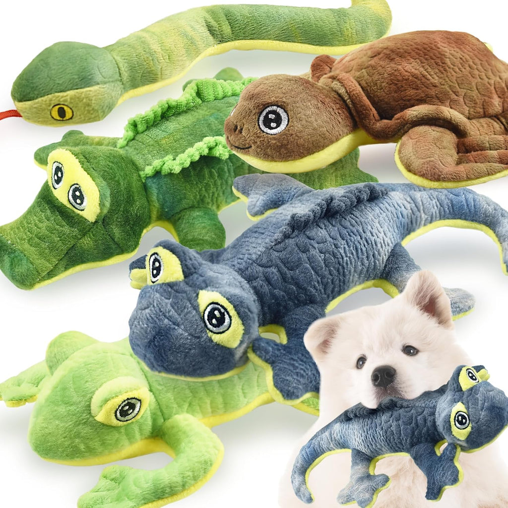 LECHONG Juguetes de Animales de Peluche para Perros, Paquete de 5 Juguetes Resistentes con Sonido para Perros, Surtido de Juguetes de Peluche, Paquete de Juguetes para Mascotas de Gran Valor, Serie