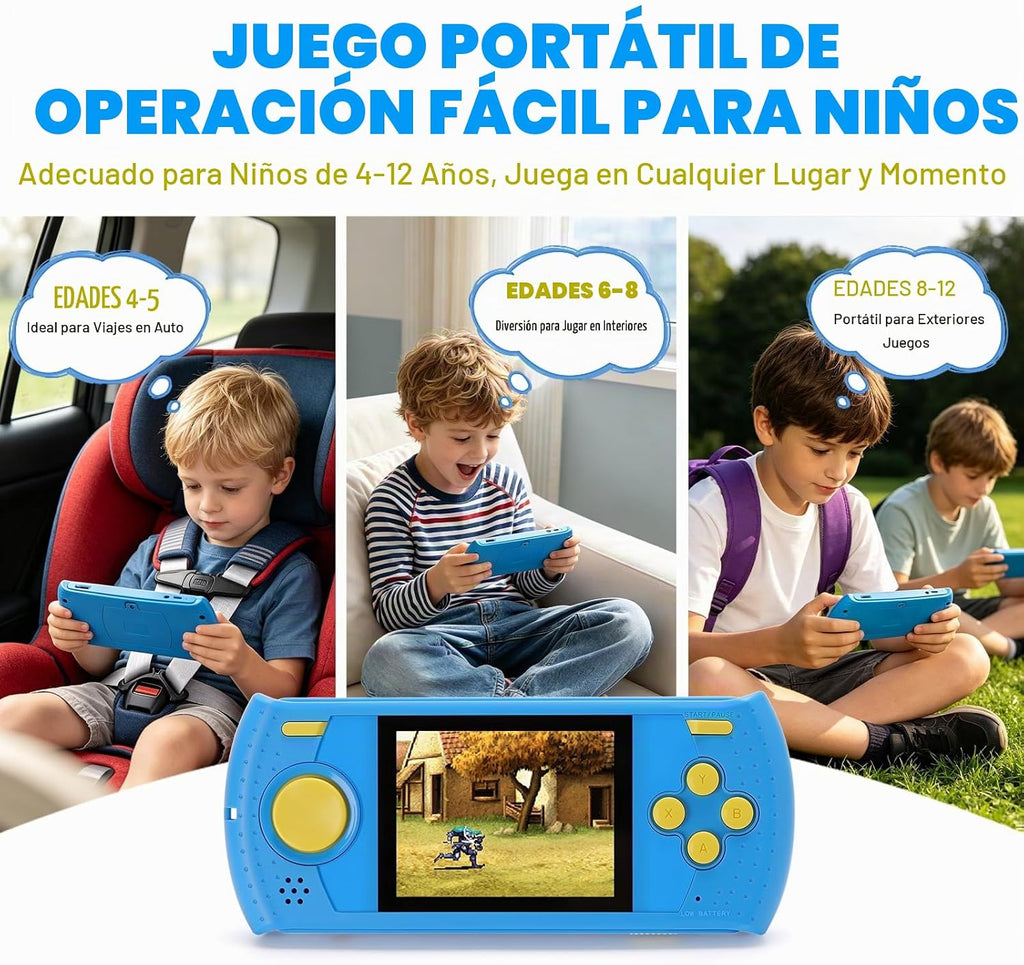 Juego de mano para niños, reproductor de videojuegos portátil con 230 juegos clásicos, mini arcade de viaje recargable, pantalla HD de 3.0 pulgadas, juguetes electrónicos para niños y niñas, ideal