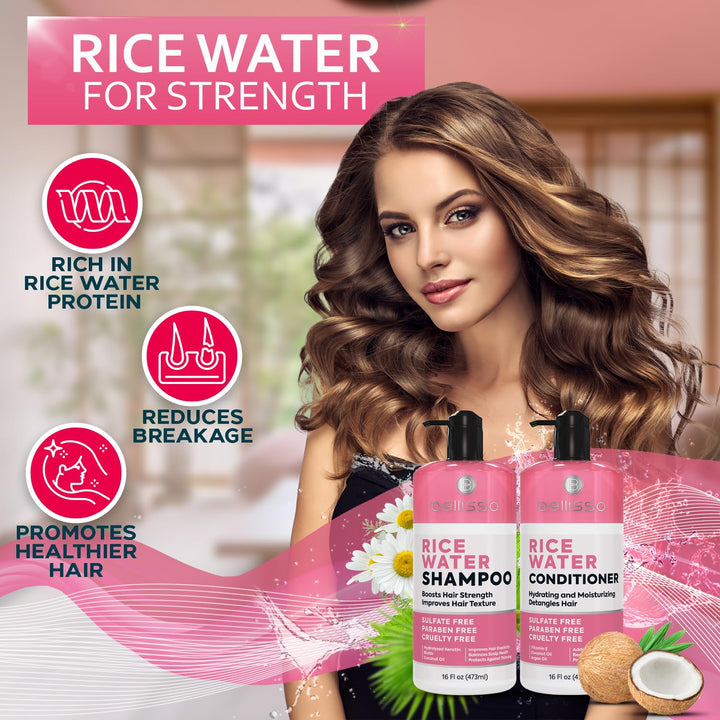 Juego de Champú y Acondicionador de Agua de Arroz - Libre de Sulfat...