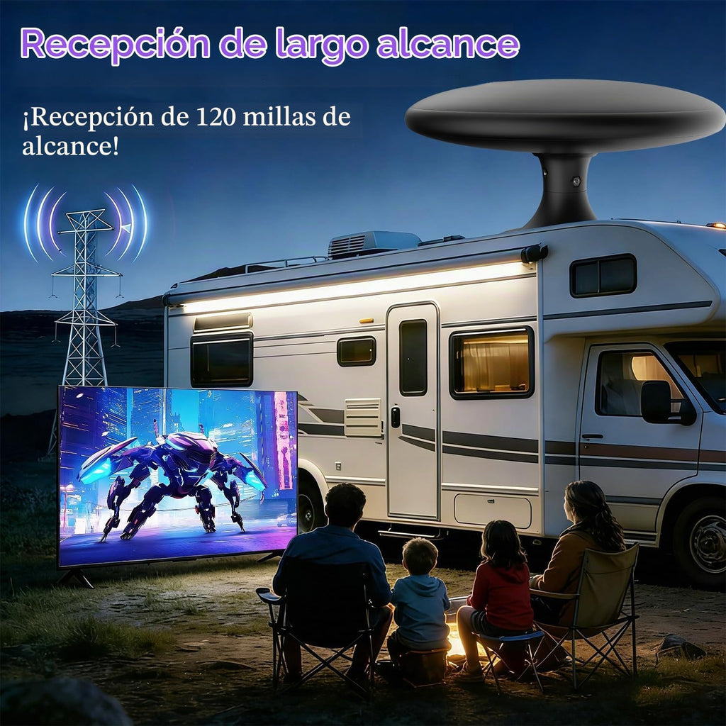 Antena de TV al aire libre para televisores inteligentes, antena digital HD TV RV montaje en techo, VHF/UHF de largo alcance para cámper, remolque, camión, barco (32.8 pies)