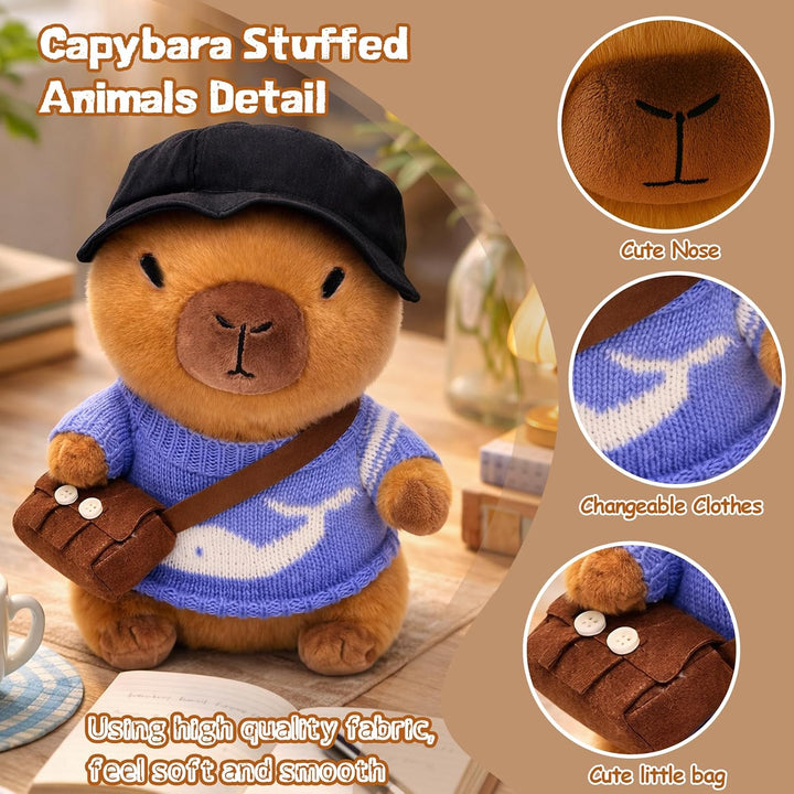 TITQWOP Juguete de peluche Capybara marrón de 10.2 pulgadas con 9 p...