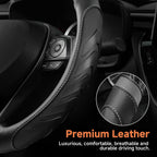 West Llama Funda para volante de piel de fibra de carbono con agarre antideslizante, diseño texturizado 3D, funda para volante de automóvil de 14.5 a 15 pulgadas, accesorio interior duradero (tamaño