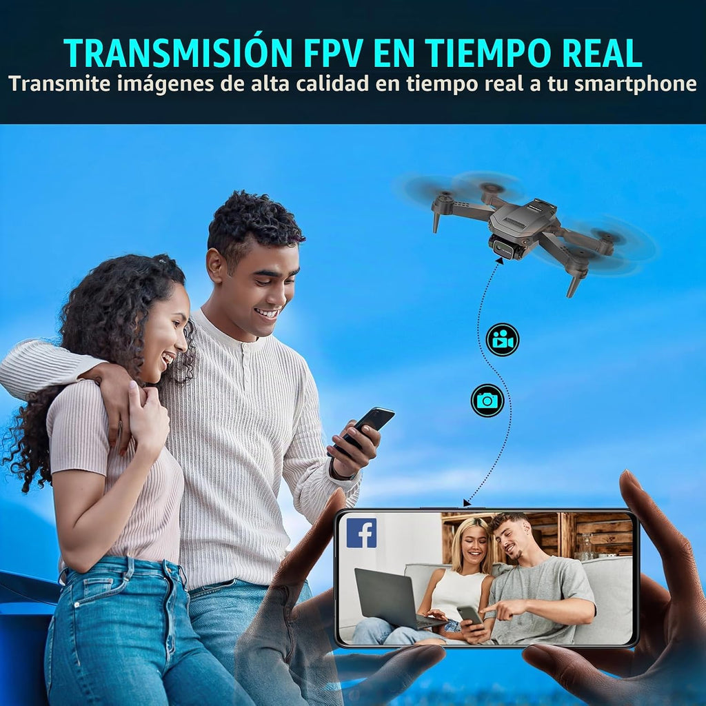 Dron con cámara para adultos, niños principiantes, 1080P HD FPV Mini Drone RC plegable con 2 baterías, retención de altitud, despegue/aterrizaje con una tecla, cámara ajustable de 90°, control de