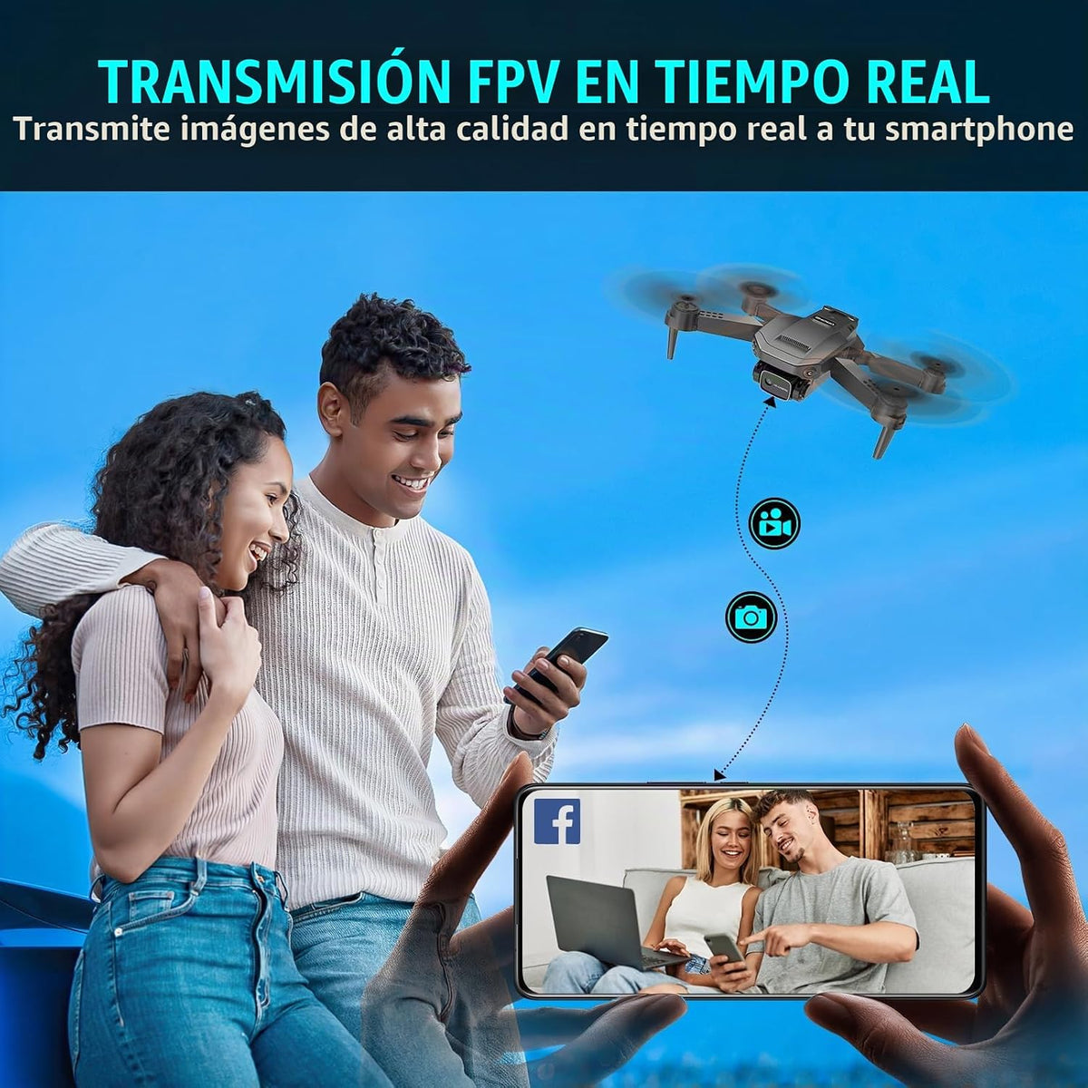 Dron con cámara para adultos, niños principiantes, 1080P HD FPV Mini Drone RC plegable con 2 baterías, retención de altitud, despegue/aterrizaje con una tecla, cámara ajustable de 90°, control de