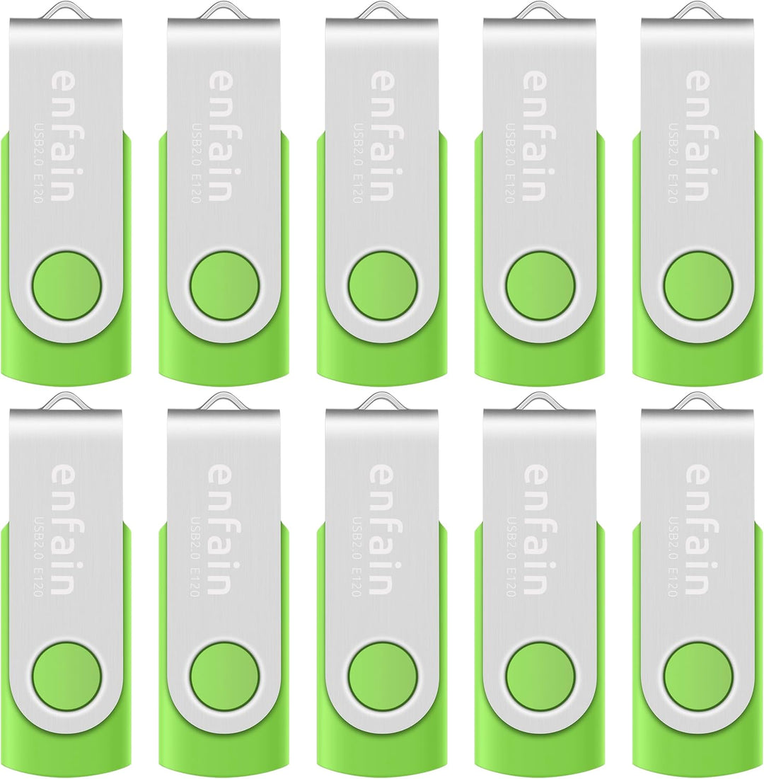 10 X Enfain Unidad Flash USB 2.0 de 16GB Memoria Zip Pen Disk Verde...