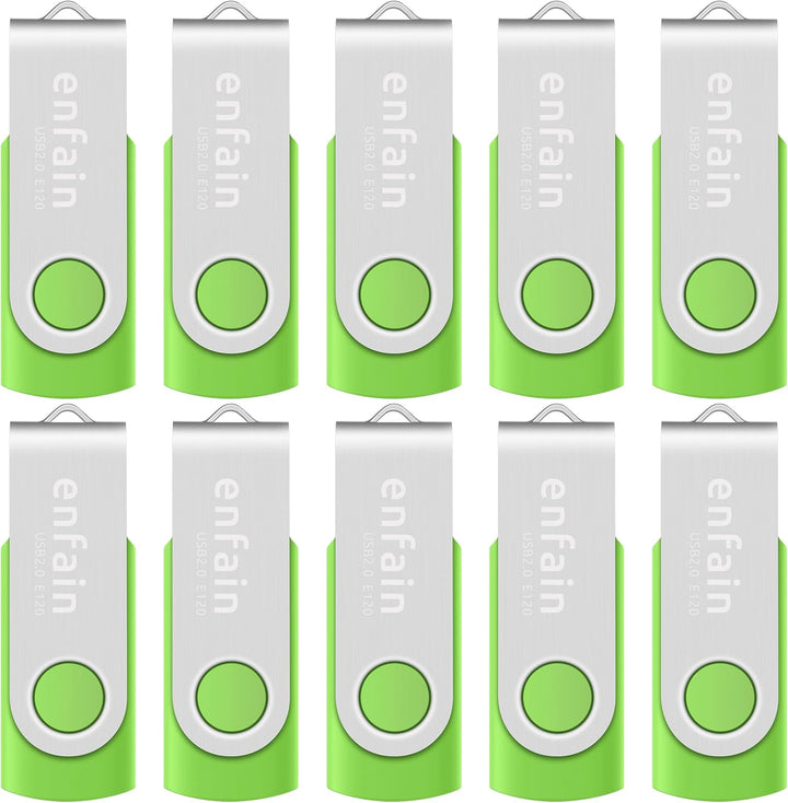 10 X Enfain Unidad Flash USB 2.0 de 16GB Memoria Zip Pen Disk Verde...