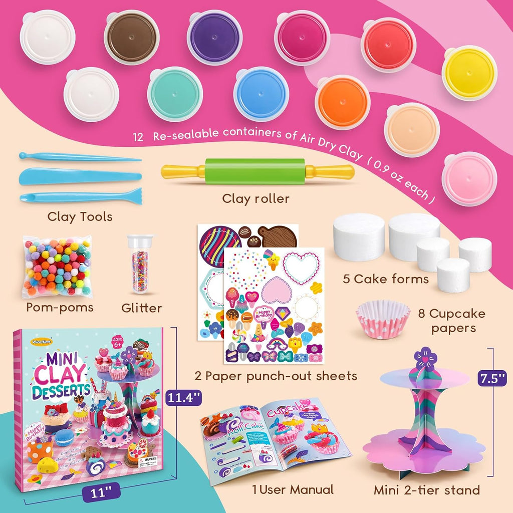 Drama Planet Mini kit de arcilla de postre para niños, haz y exhibe
