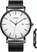 BUREI Relojes de pulsera para hombre, relojes minimalistas de moda, analógicos de cuarzo, impermeables para hombres
