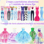 75 piezas de ropa y accesorios para muñeca con armario para muñeca de 11.5 pulgadas - Set de diseño de moda que incluye vestido de novia, vestidos de moda, conjuntos, tops y pantalones, perchas