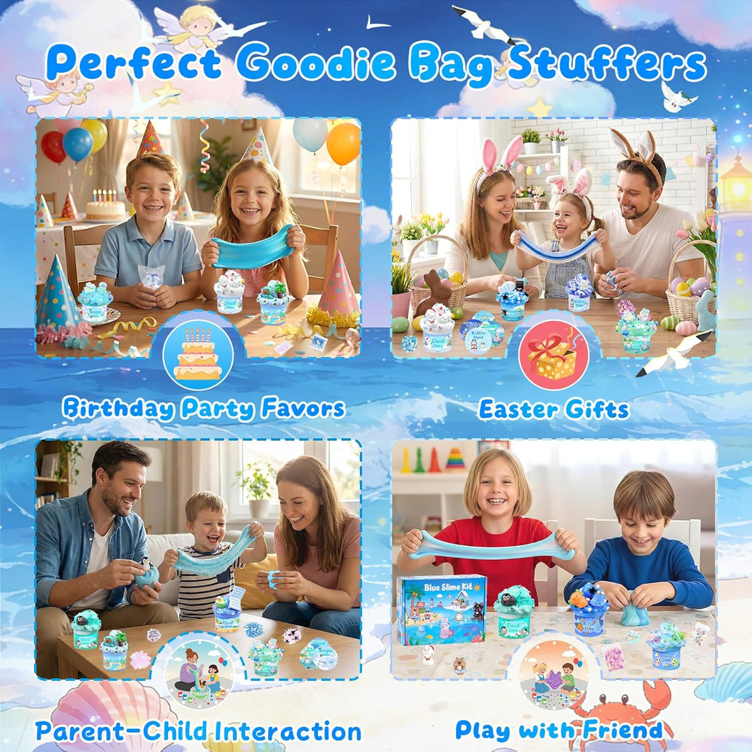 12 Pack Slimes, Blue Slime Kit, Clear Butter Slimes Cloud Slimes Fl...