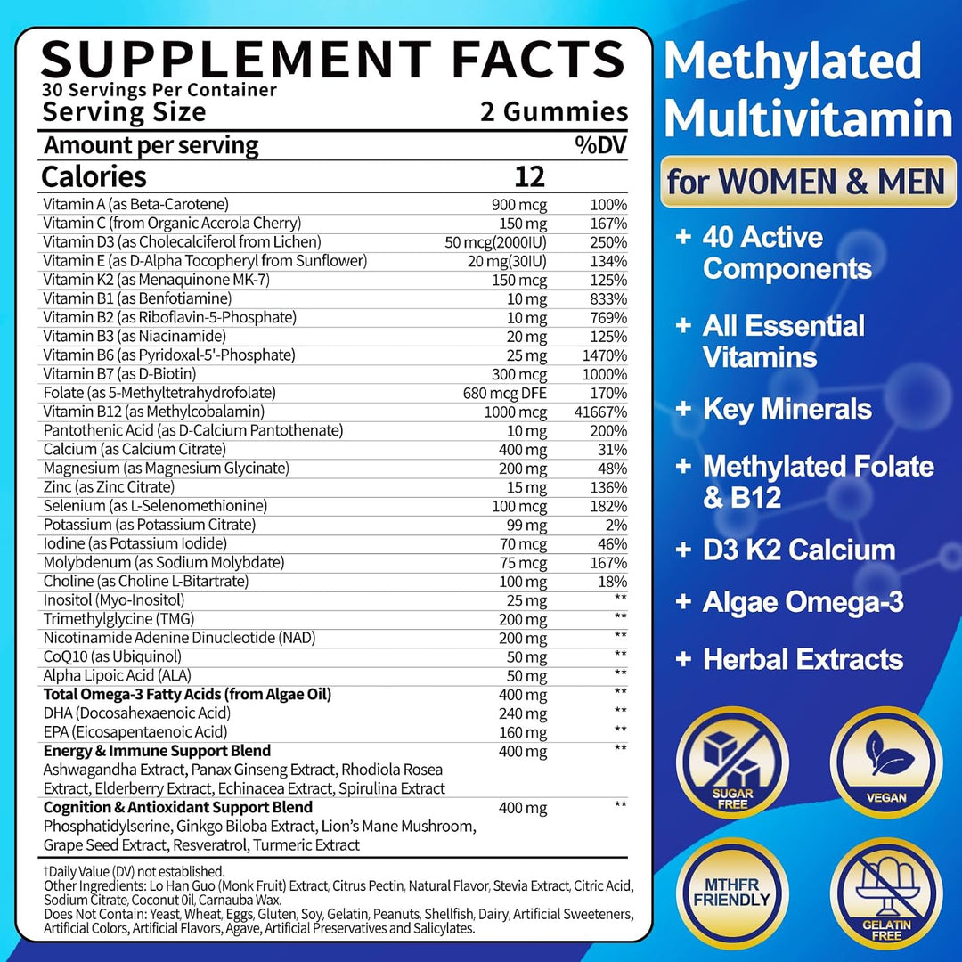 Ceecisee Gomitas multivitamínicas metiladas para adultos: complejo...
