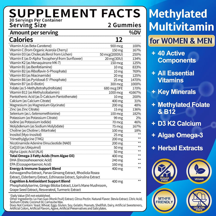 Ceecisee Gomitas multivitamínicas metiladas para adultos: complejo...