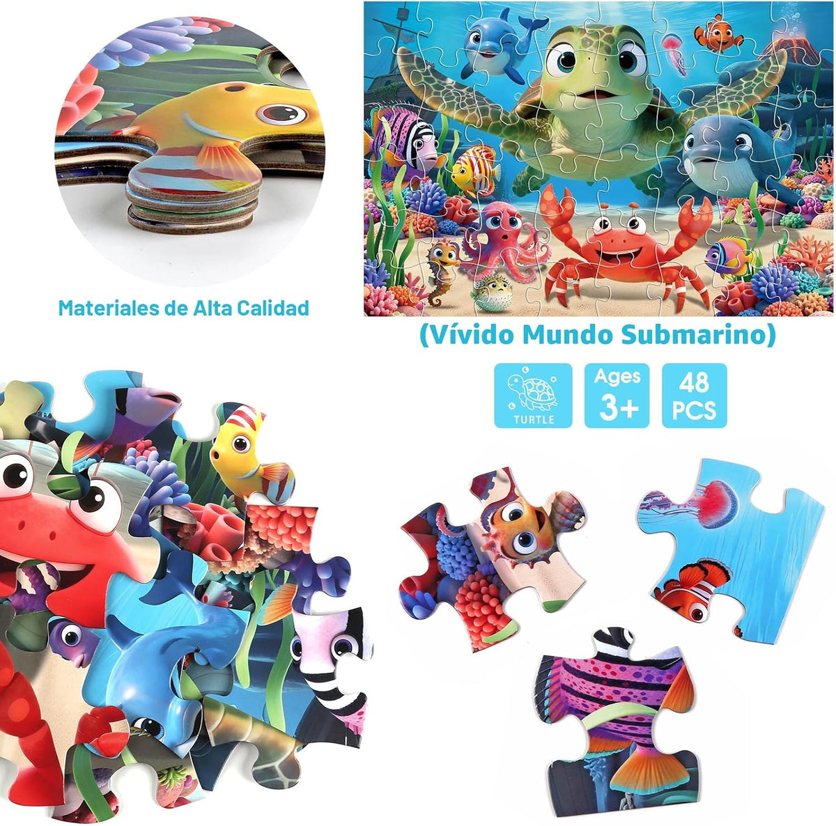 Rompecabezas de suelo jumbo para niños, rompecabezas de 48 piezas de