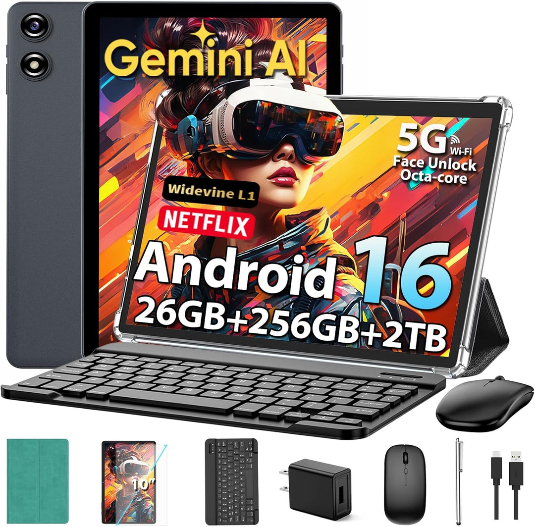 Tablet Android 2026 con teclado, tableta Android 16 mejorada con 26...
