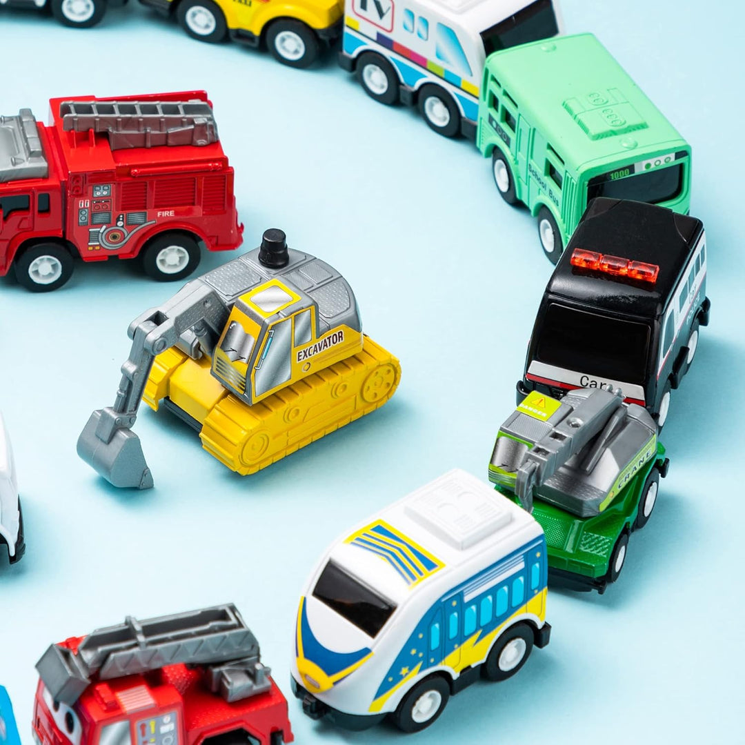 JOYIN - Juego de 18 piezas de autos y camiones de juguete