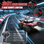 Auto de control remoto, 4WD de alta velocidad 30+KPH RC Cars para niños de 8 a 12 años, 2.4 GHz, camión RC Monster Truck 1:18 con 2 baterías recargables y luces LED, regalos de cumpleaños para