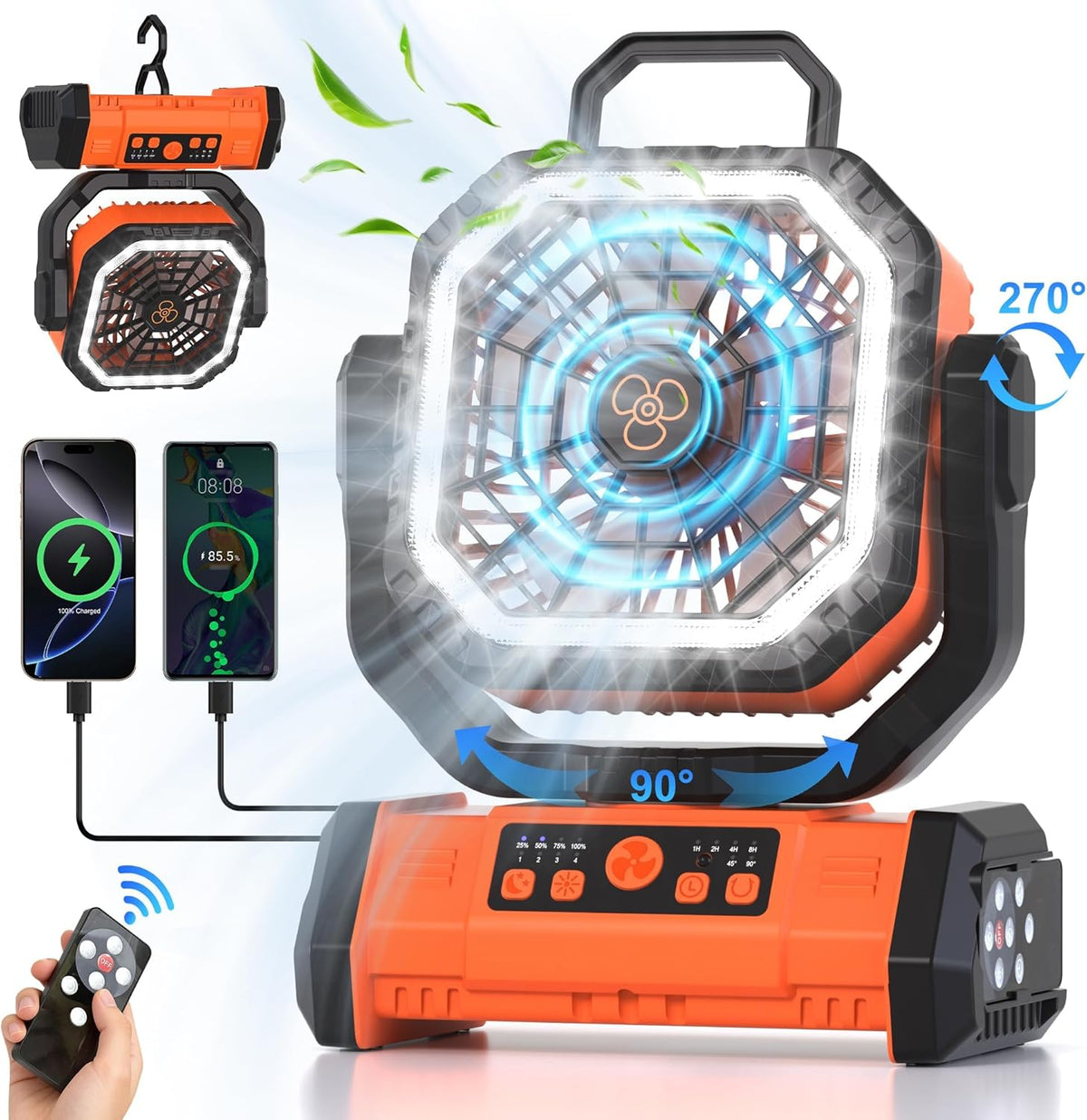 Honesorn - Ventilador recargable portátil de 20000 mAh de 11 pulgad...