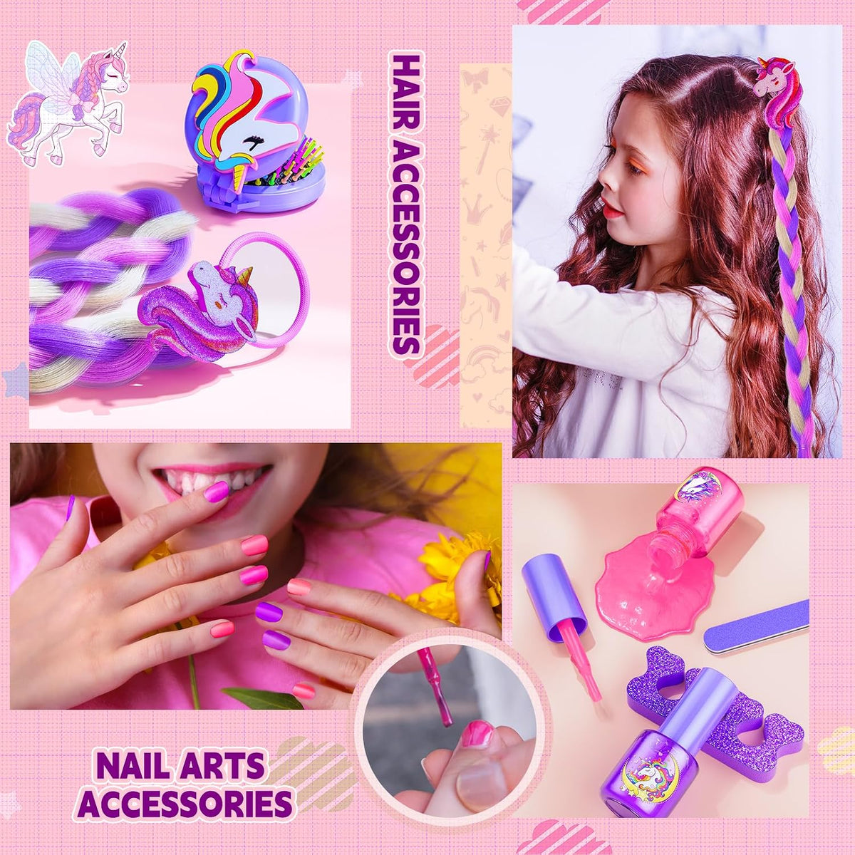 Kit de maquillaje para niñas – Kit de maquillaje para niñas, juego de cosméticos lavables reales con estuche de almacenamiento, juego de maquillaje para niños para regalo de Navidad y cumpleaños de 3, 4, 5, 6, 8, 10, 11, 12 años, morado