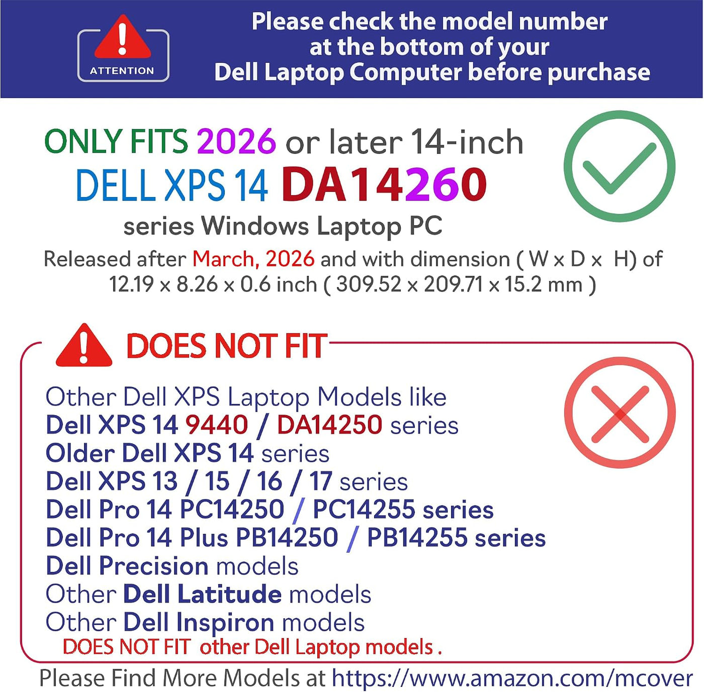 mCover Funda solo compatible con Dell Pro Max 14 MC14250 MC14250 20...