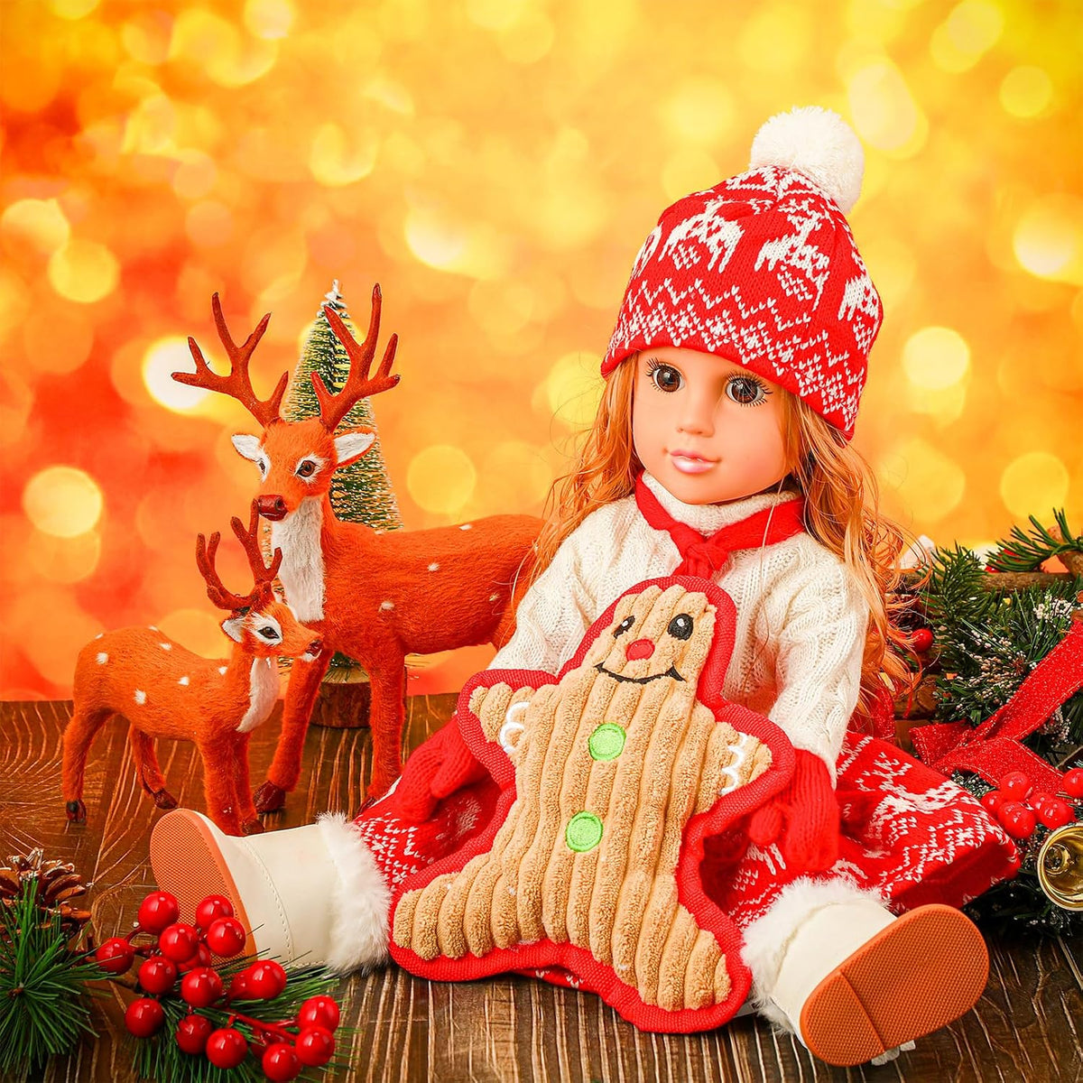 Juego de 6 piezas de ropa de muñeca de Navidad de 18 pulgadas
