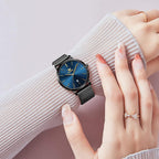 OLEVS Reloj de pulsera de malla para mujer, elegante cara grande de tres manecillas analógicas de cuarzo, reloj de pulsera femenino elegante y delgado con pantalla de fecha impermeable, relojes para
