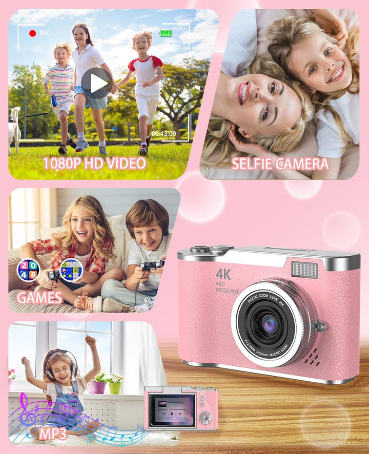 HEYMAO Cámara digital para niños, cámara digital 4K para fotografía...