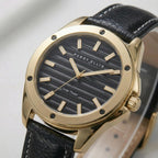 Perry Ellis Reloj para hombre con energía solar, reloj analógico de cuero vegano resistente al agua para hombre, caja de 1.654 in, relojes para hombre, regalo elegante para hombre