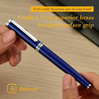 BEILUNER Juego de pluma estilográfica de lujo, plumín medio dorado sólido de 24 quilates, edición limitada clásica moderna, incluye 6 cartuchos de tinta y convertidor de recarga de tinta con estuche