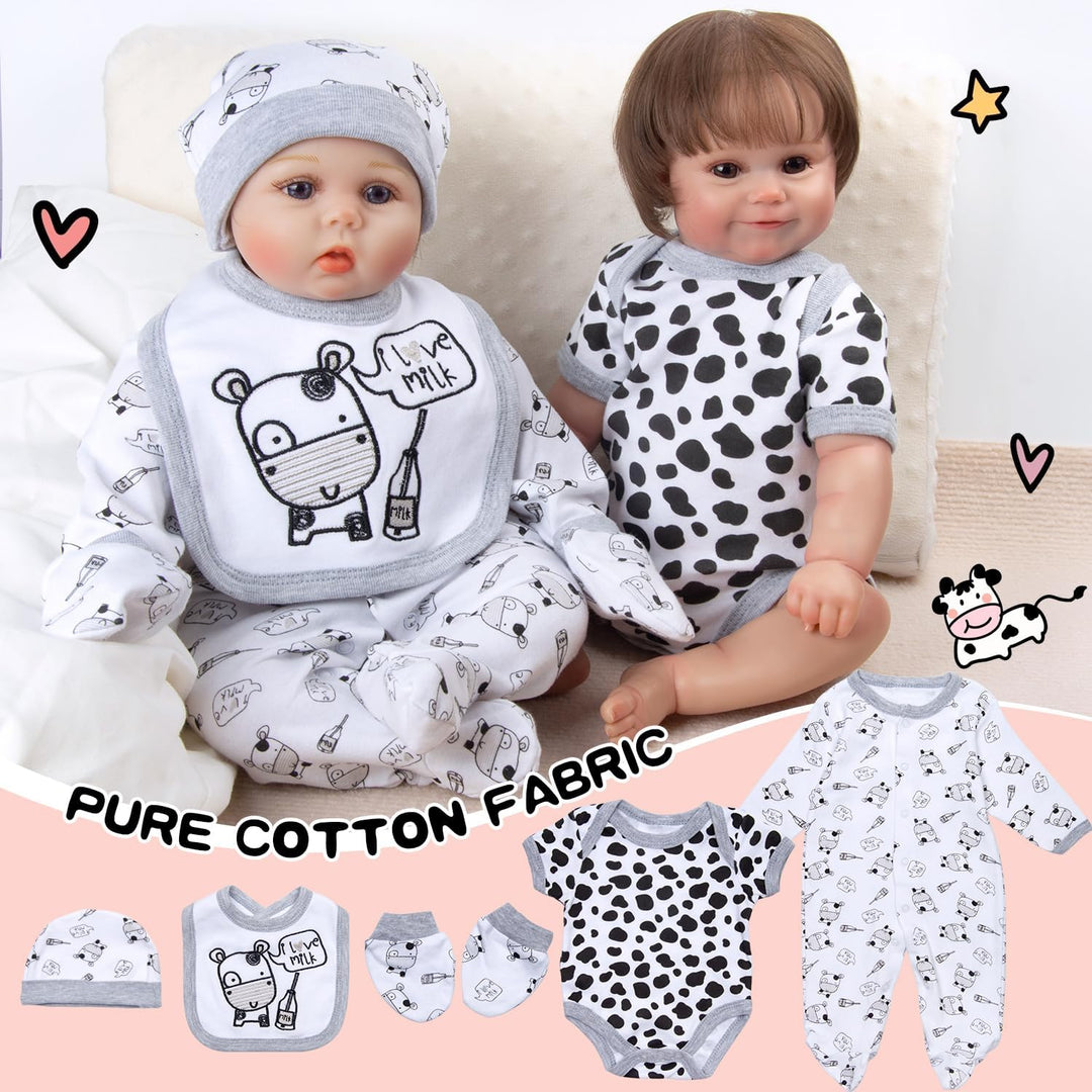 Ropa de muñeca Reborn con mochila de vaca, manta para envolver paña...